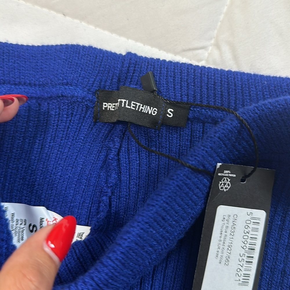 NWT Ribbed Knit Blue Pants - Picture 3 of 7